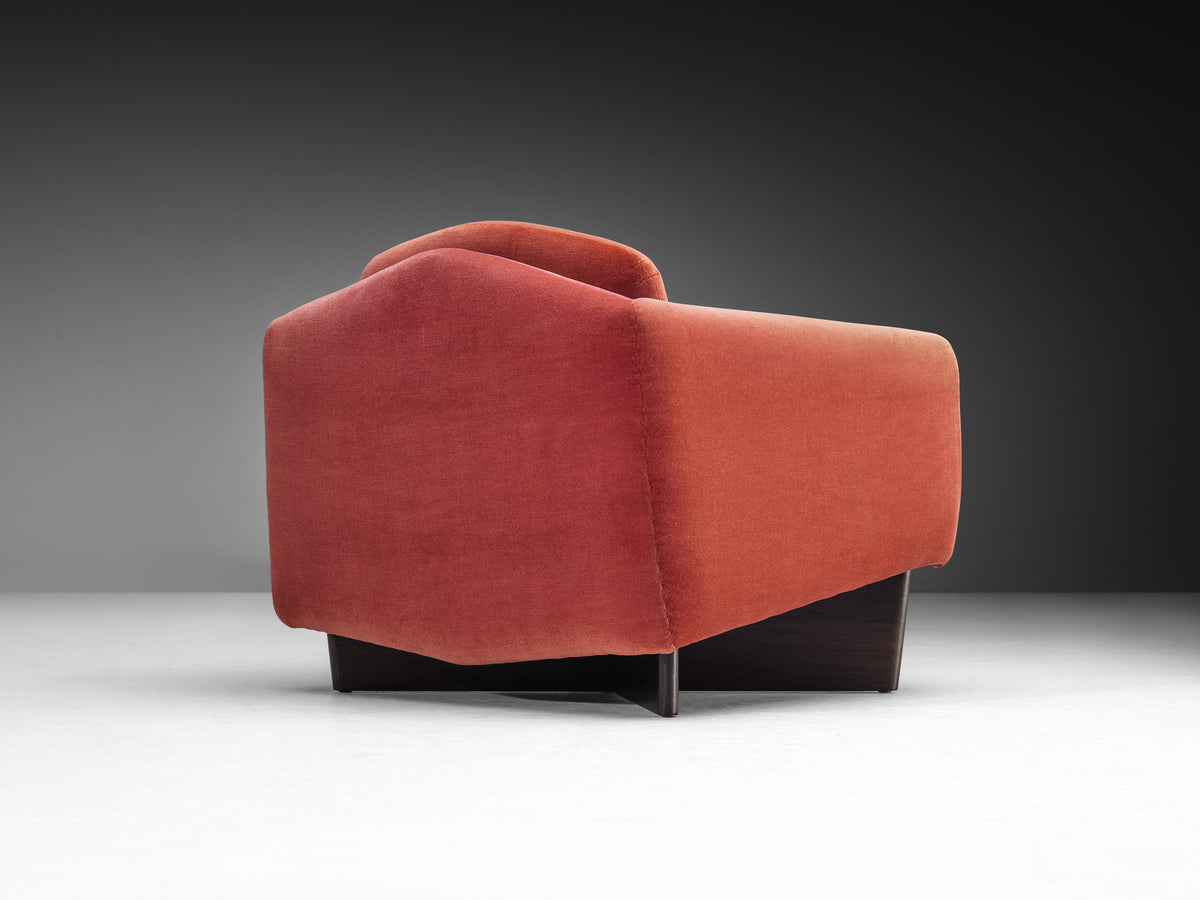 Pierre Guariche for Burov Pair of Monaco Lounge Chairs with Ottoman in Velvet Seating Morentz