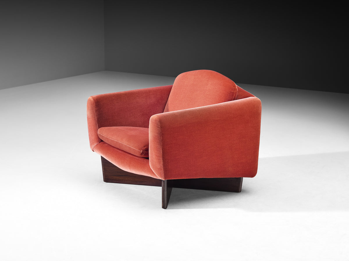 Pierre Guariche for Burov Pair of Monaco Lounge Chairs with Ottoman in Velvet Seating Morentz