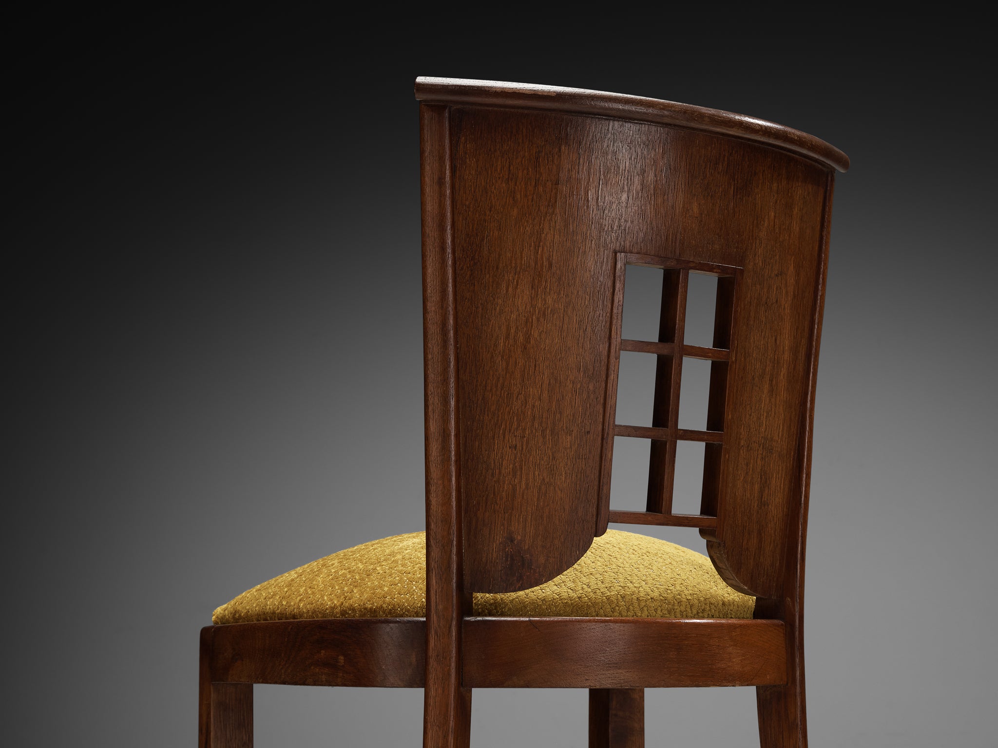 1930s Art Deco Set of Six Dining Chairs in Solid Oak