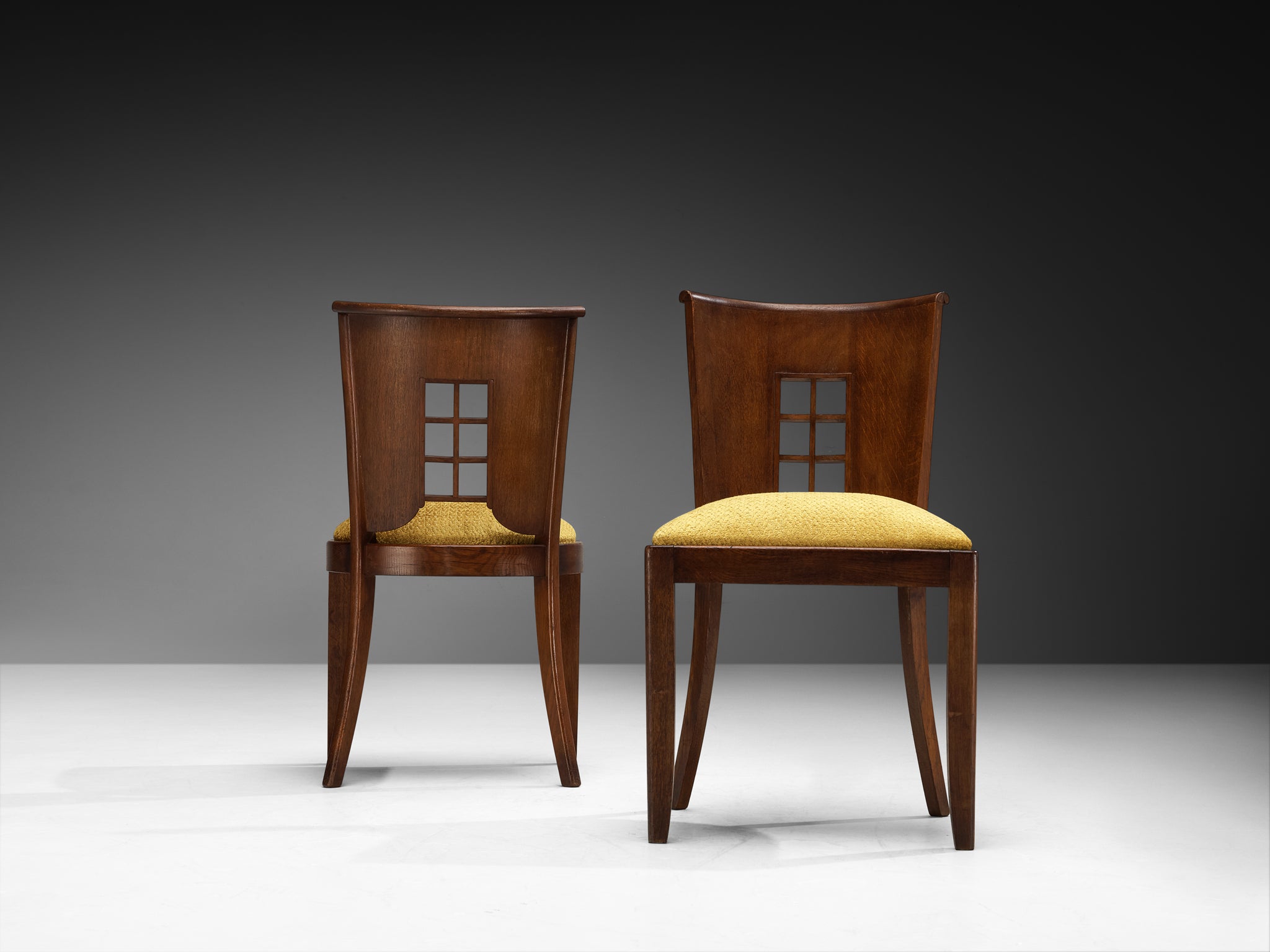 1930s Art Deco Set of Six Dining Chairs in Solid Oak
