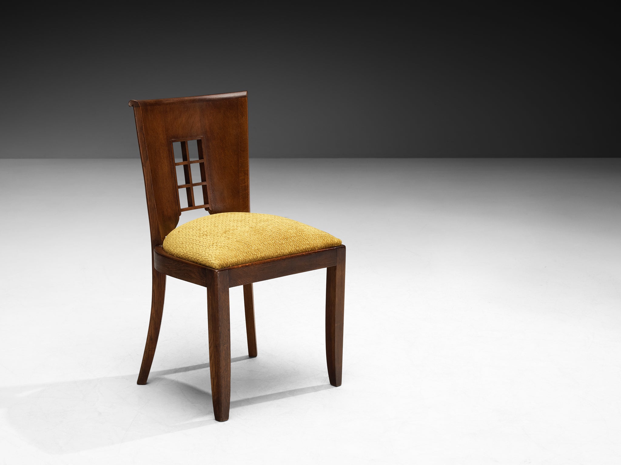 1930s Art Deco Set of Six Dining Chairs in Solid Oak