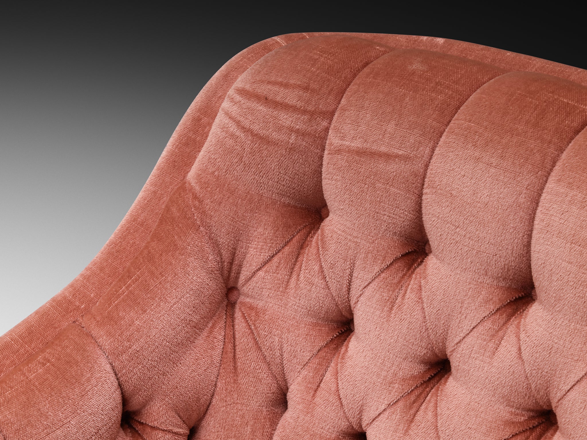 1950s Mid-Century Pair of Lounge Chairs in Tufted Dusty Pink Velvet and Oak Seating Morentz
