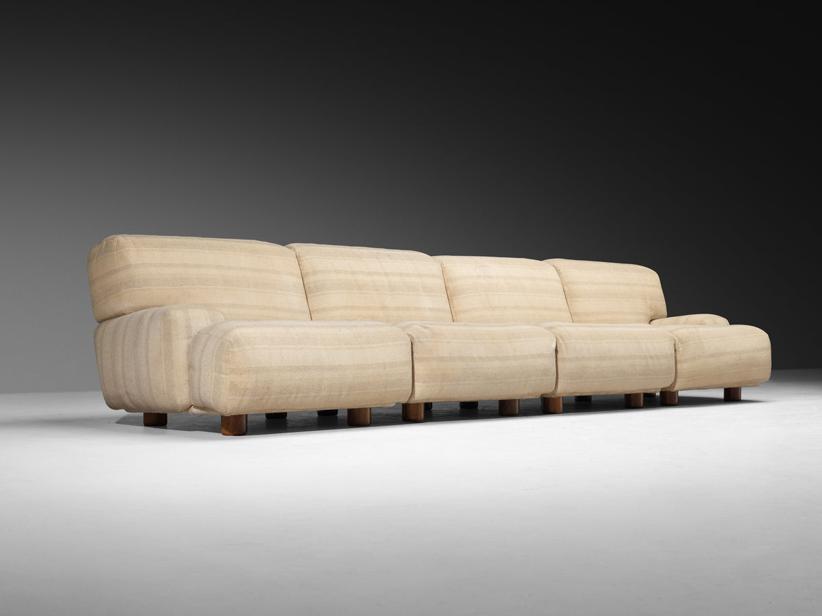 Italian Bulky Low-Slung Modular Sofa Seating Morentz