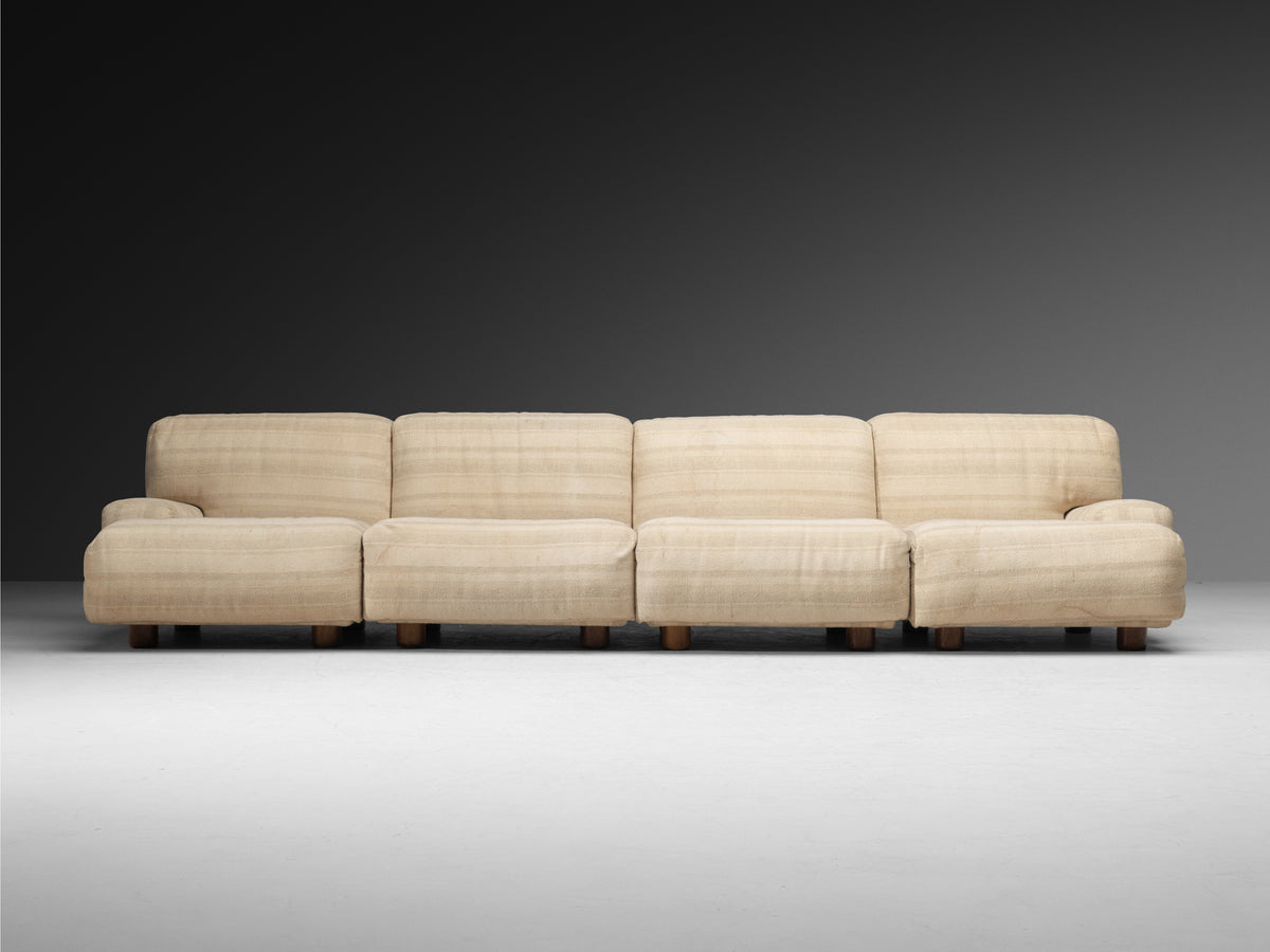 Italian Bulky Low-Slung Modular Sofa Seating Morentz