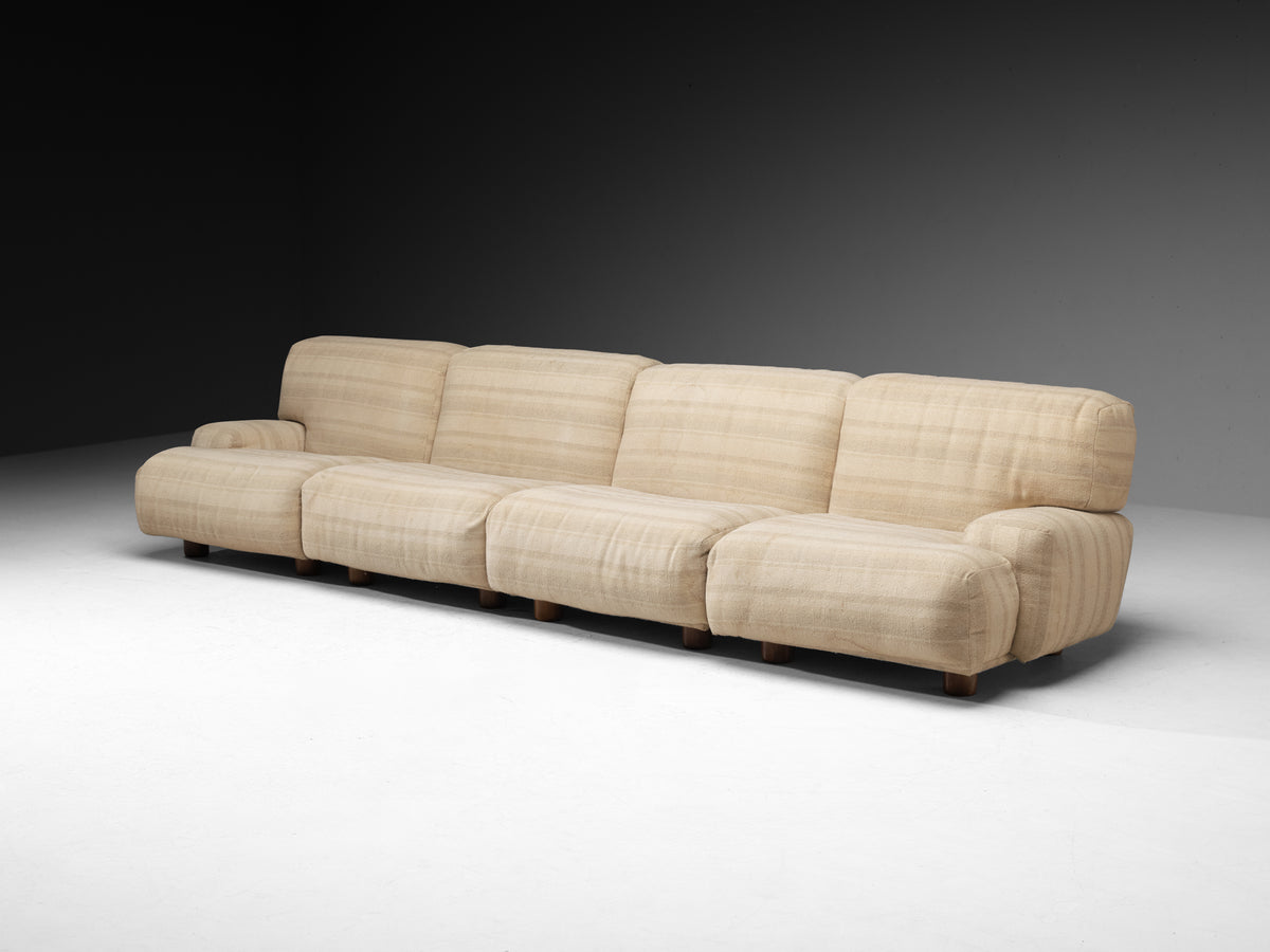 Italian Bulky Low-Slung Modular Sofa Seating Morentz