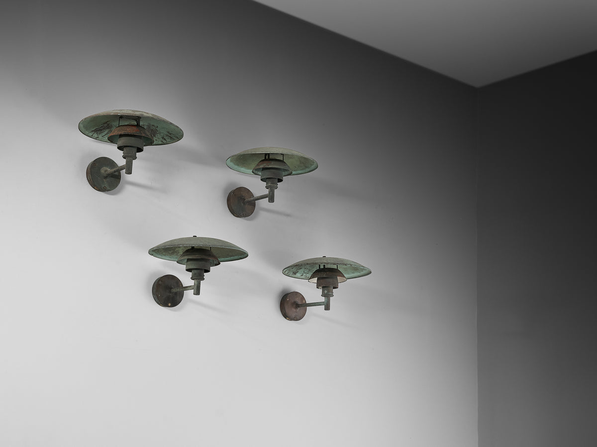 Poul Henningsen for Louis Poulsen 'PH 4.5/3' Patinated Copper Wall Lights Lighting Morentz
