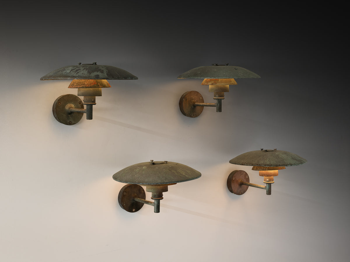 Poul Henningsen for Louis Poulsen 'PH 4.5/3' Patinated Copper Wall Lights Lighting Morentz