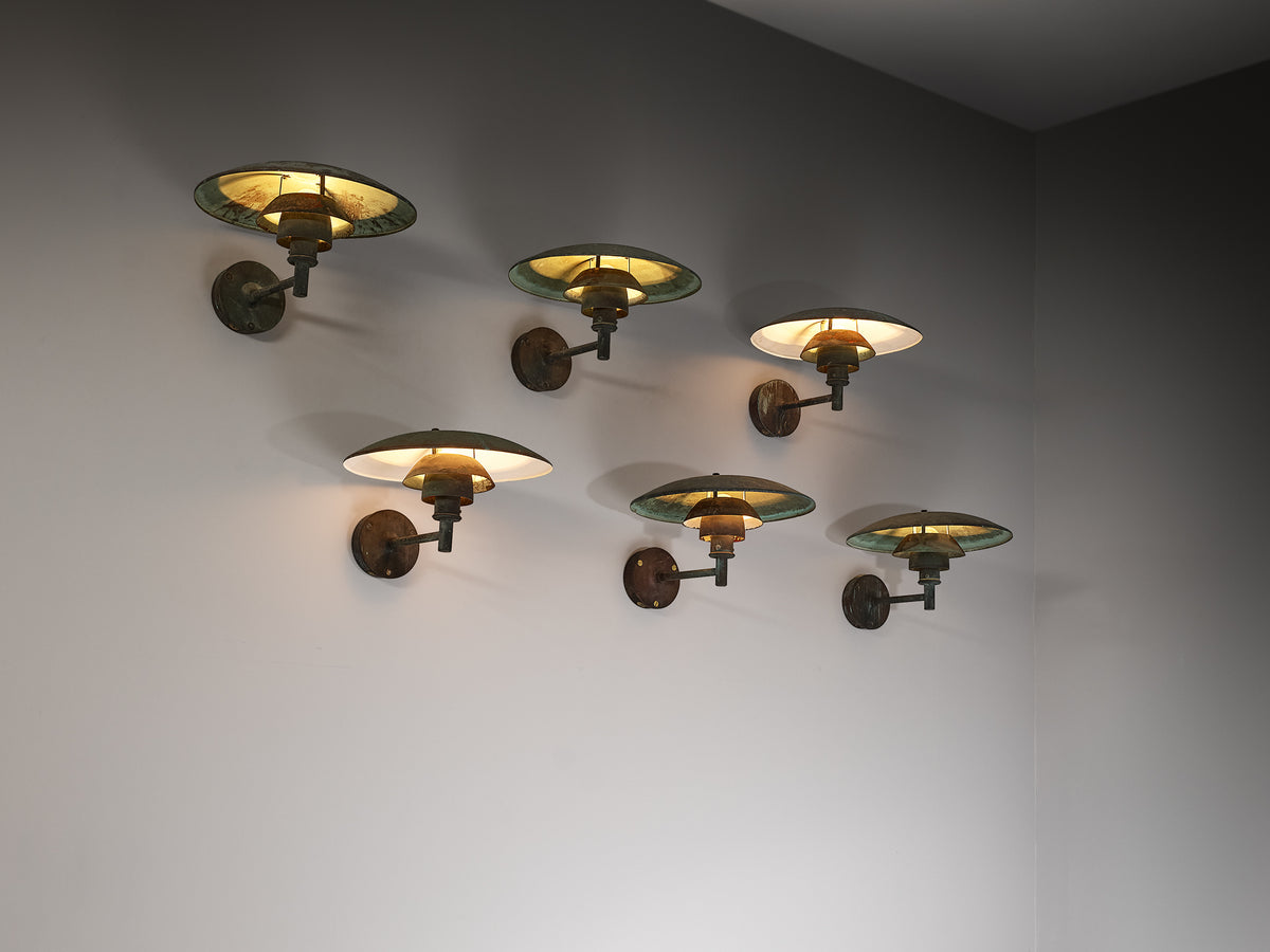 Poul Henningsen for Louis Poulsen 'PH 4.5/3' Patinated Copper Wall Lights Lighting Morentz