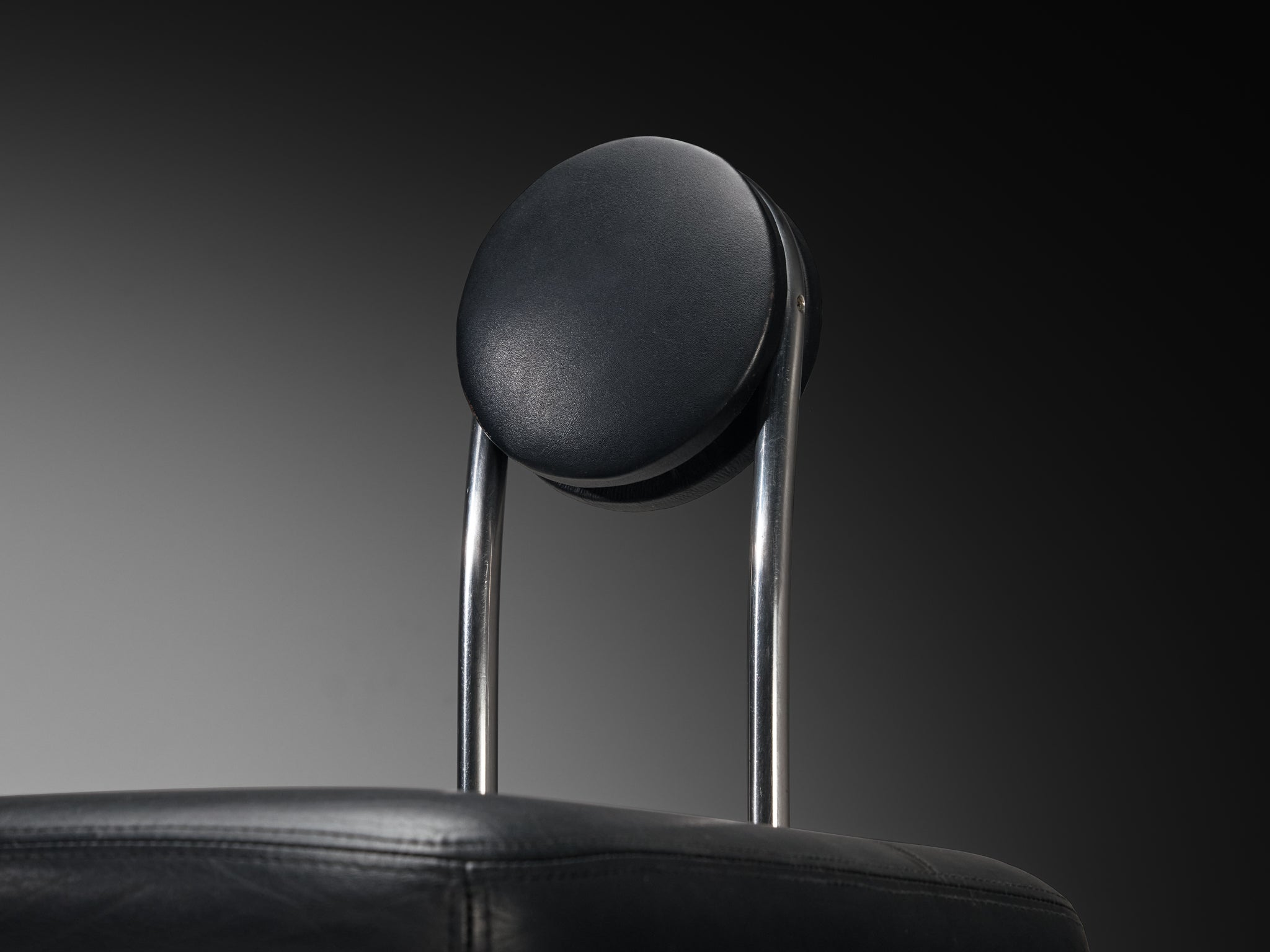 Joe Colombo for Zanotta Pair of 'Birillo' Swivel Bar Stools in Stainless Steel Seating Morentz