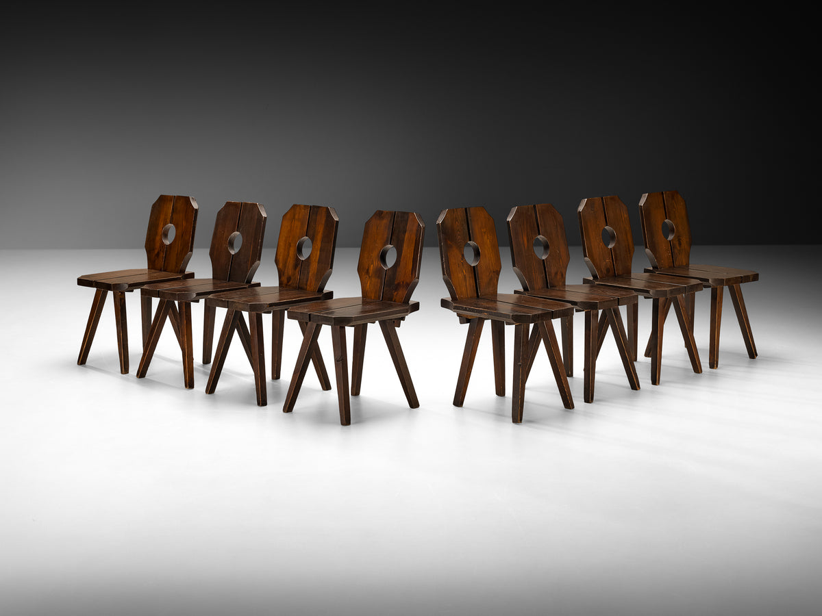 Chalet Inspired Sculptural Dining Chairs in Pine Seating Morentz