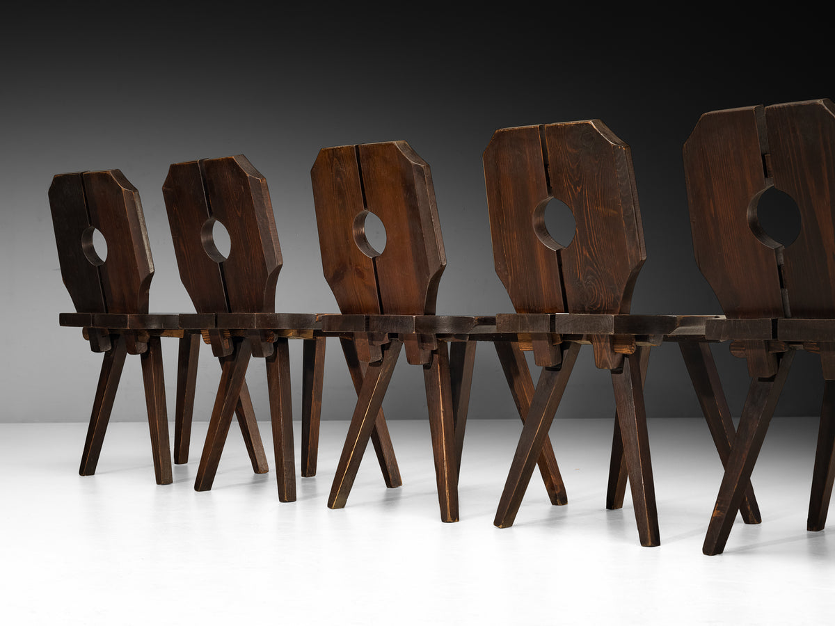 Chalet Inspired Sculptural Dining Chairs in Pine Seating Morentz