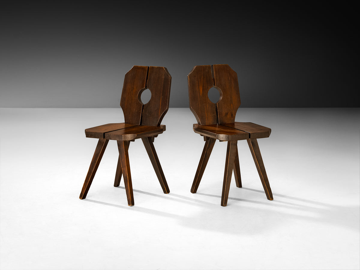 Chalet Inspired Sculptural Dining Chairs in Pine Seating Morentz