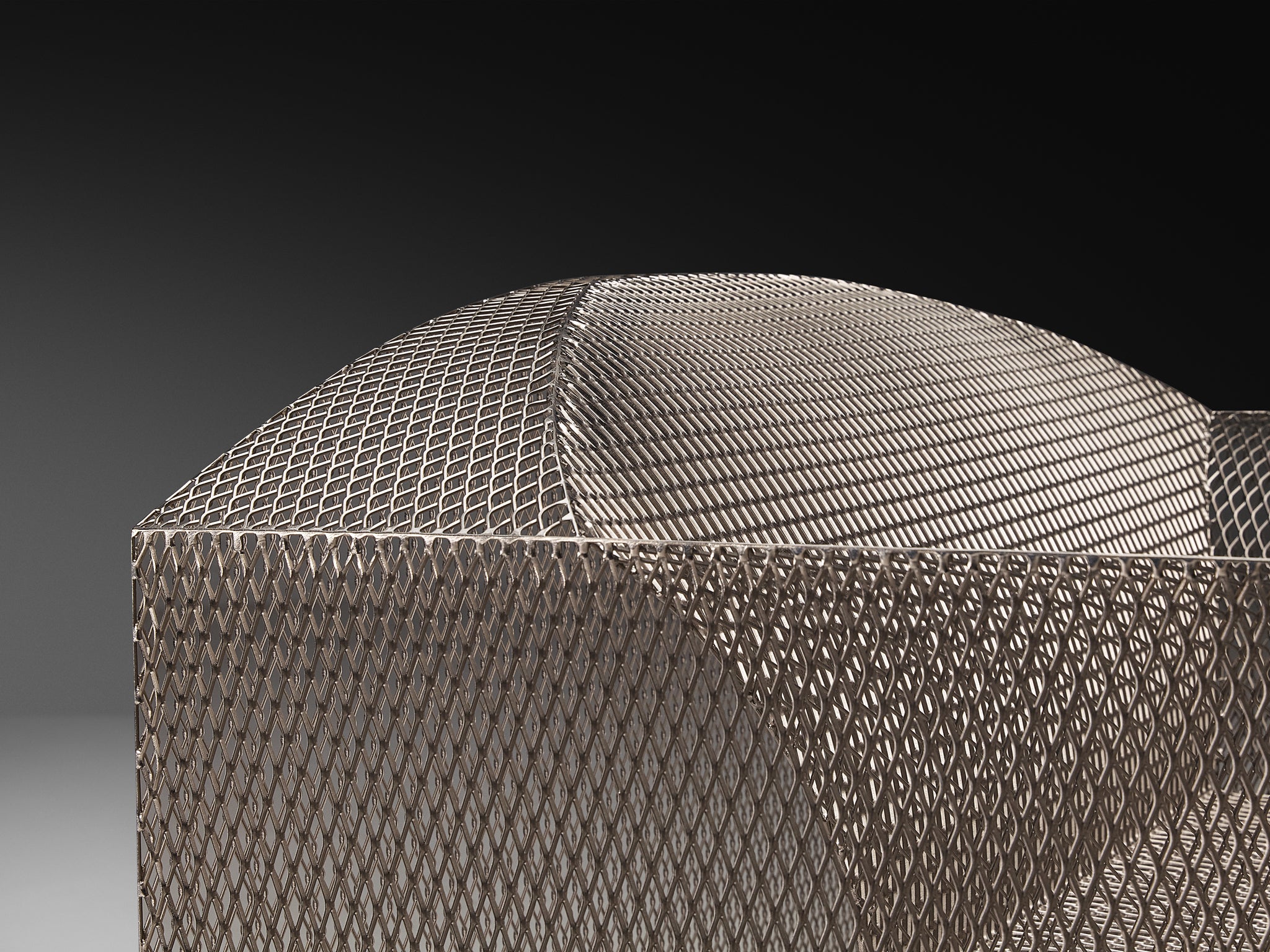 Shiro Kuramata 'How High the Moon' Lounge Chair in Nickel-plated Steel Mesh Seating Morentz