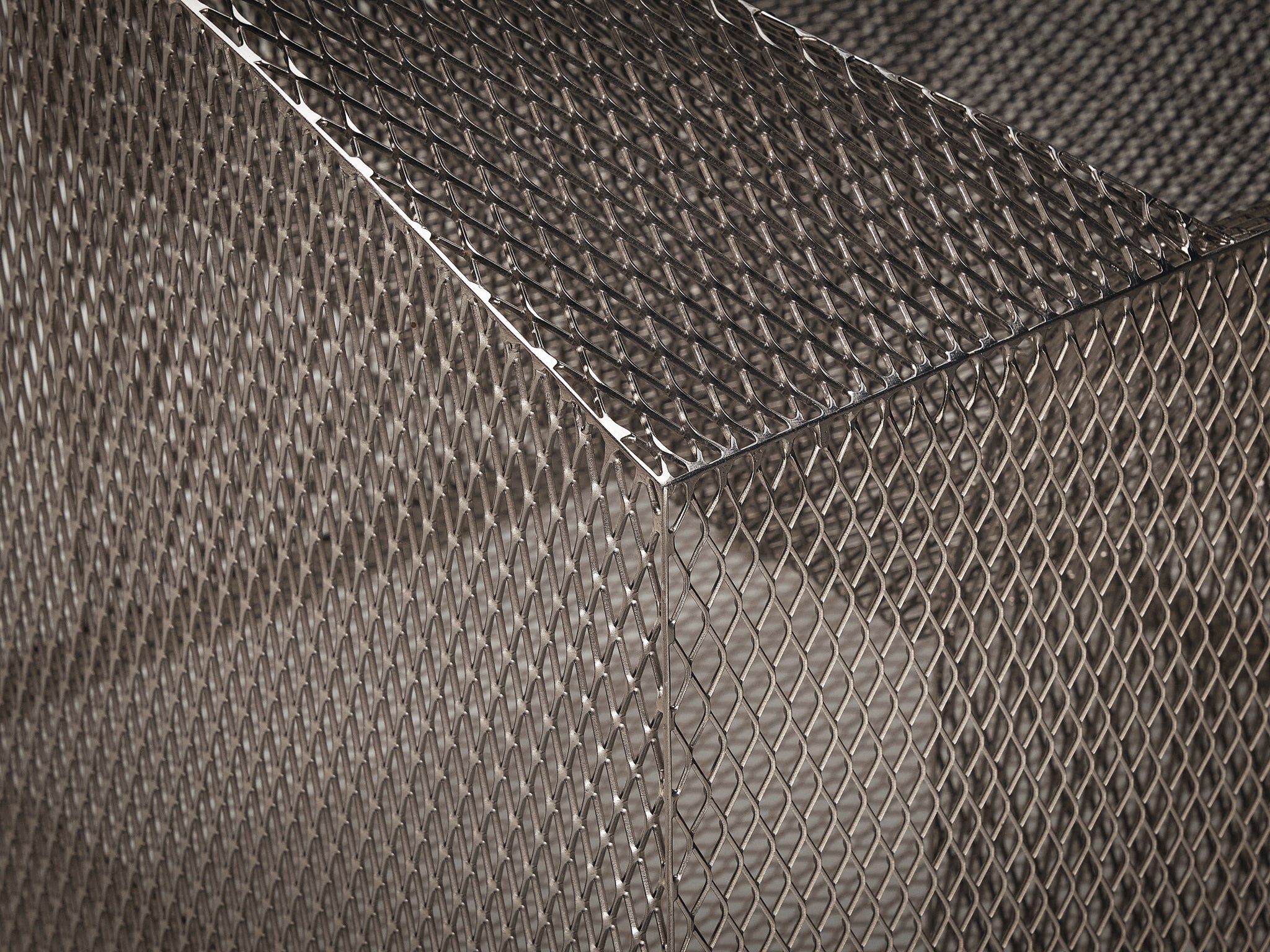 Shiro Kuramata 'How High the Moon' Lounge Chair in Nickel-plated Steel Mesh Seating Morentz