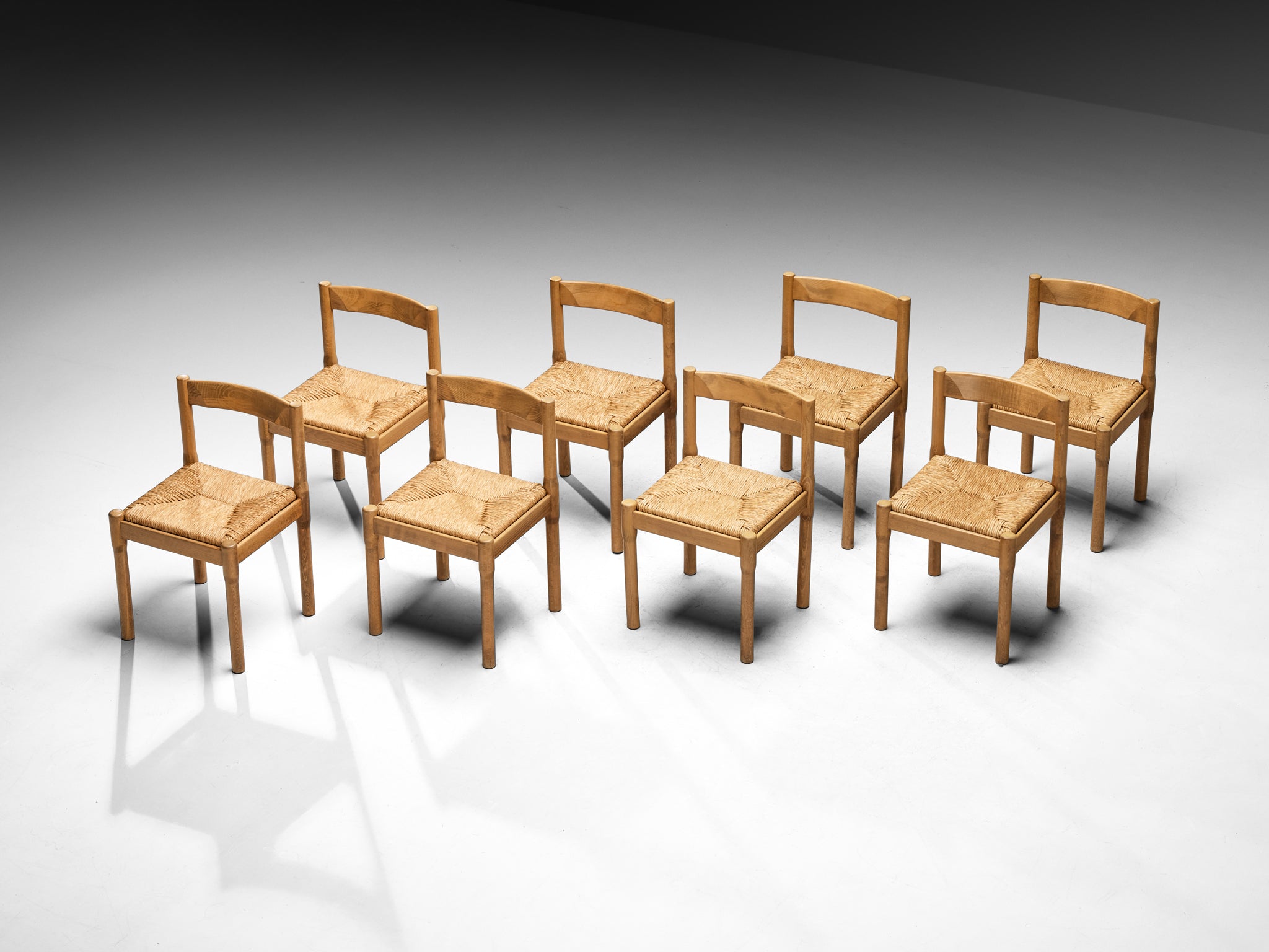 Early Vico Magistretti for Mario Luigi Comi Set of Eight Carimate Dining Chairs Seating Morentz
