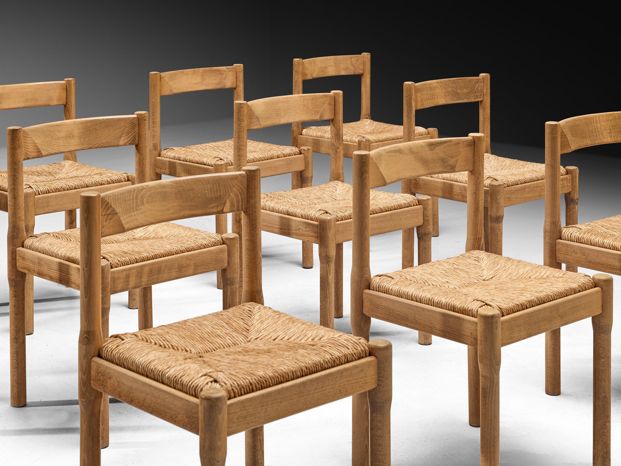 Early Vico Magistretti for Mario Luigi Comi 'Carimate' Dining Chairs in Wood Seating Morentz