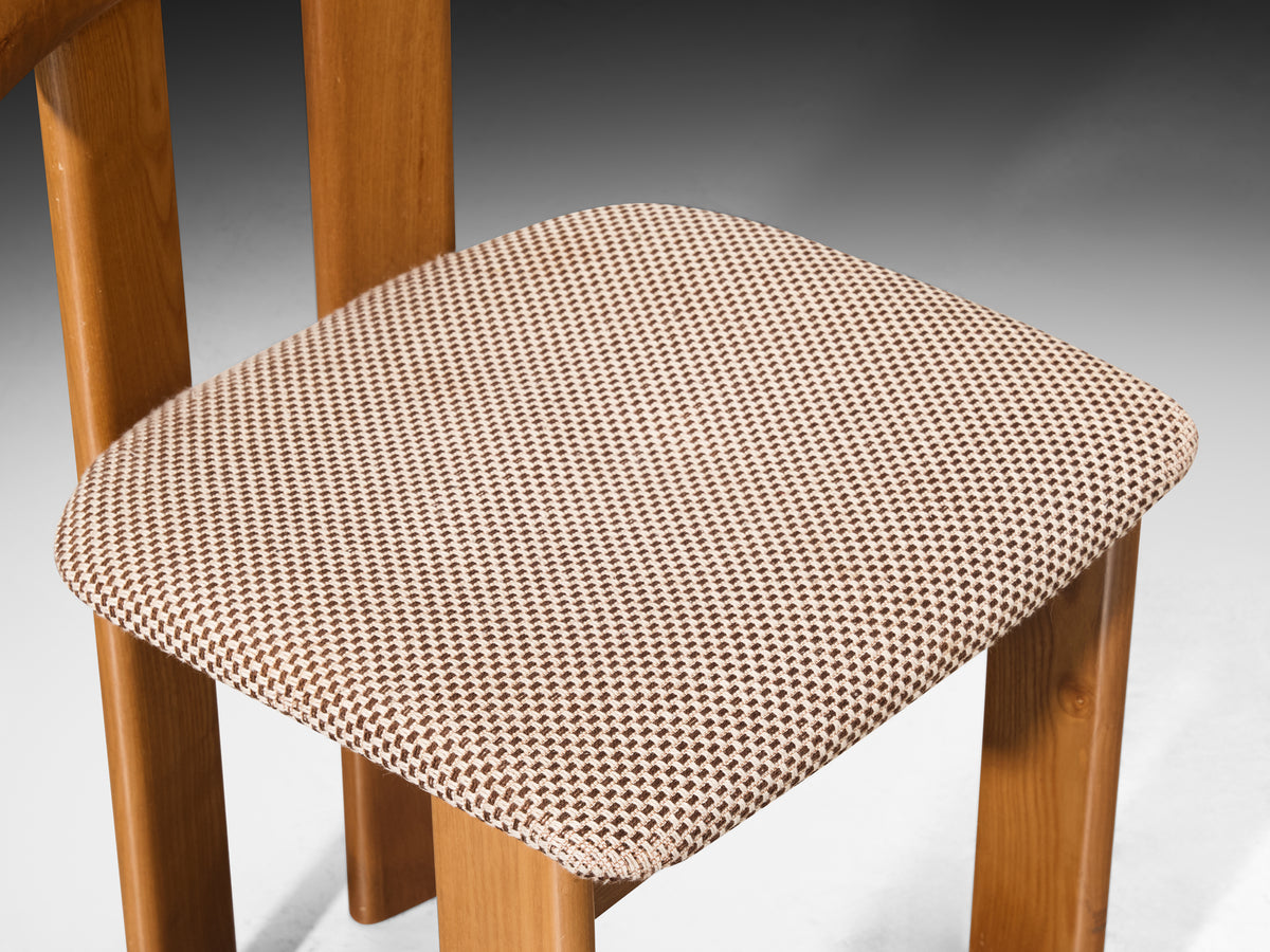 Luigi Vaghi for Former Set of Eight Dining Chairs in Ash Checkered Fabic Seating Morentz