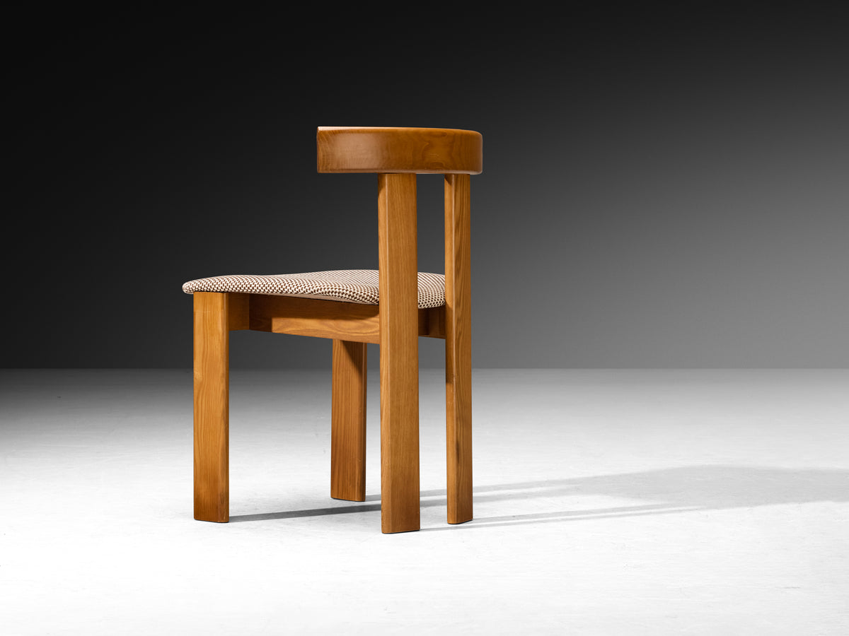 Luigi Vaghi for Former Set of Eight Dining Chairs in Ash Checkered Fabic Seating Morentz