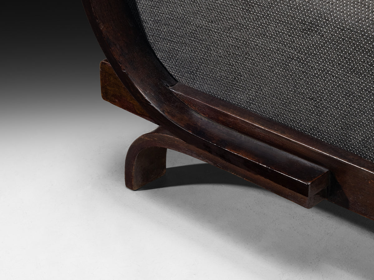 Pair of Art Deco Lounge Chairs with Sculptural Wooden Curved Armrests Seating Morentz