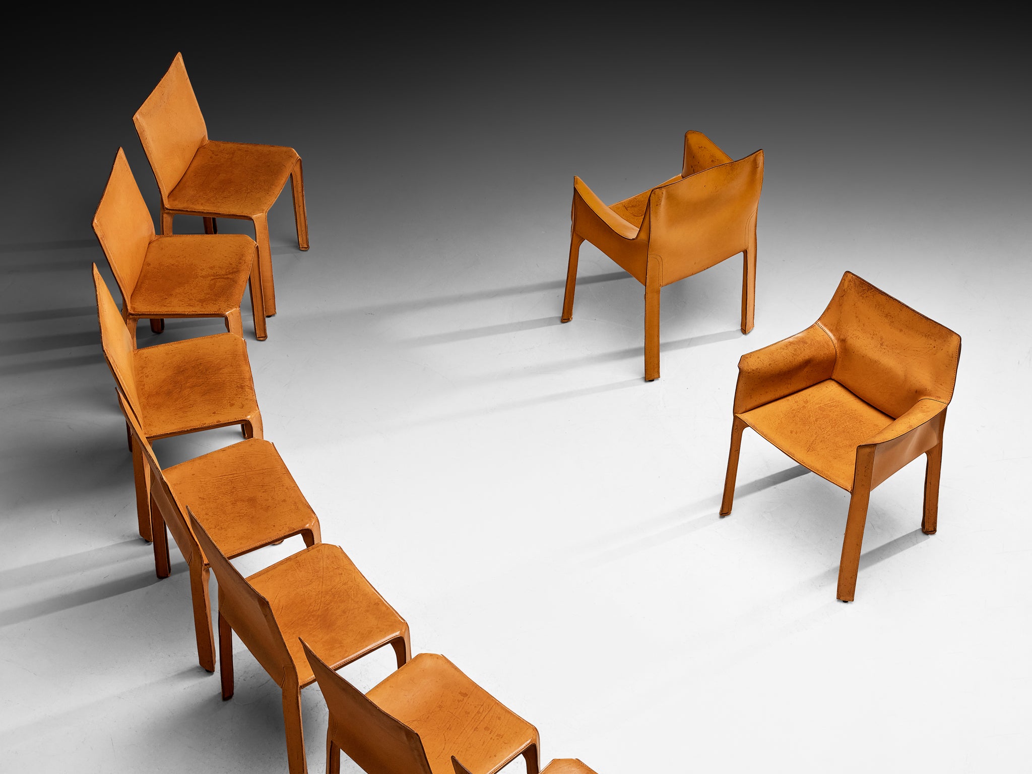 Mario Bellini for Cassina Set of Ten 'CAB 412' and 'CAB 413' Chairs in