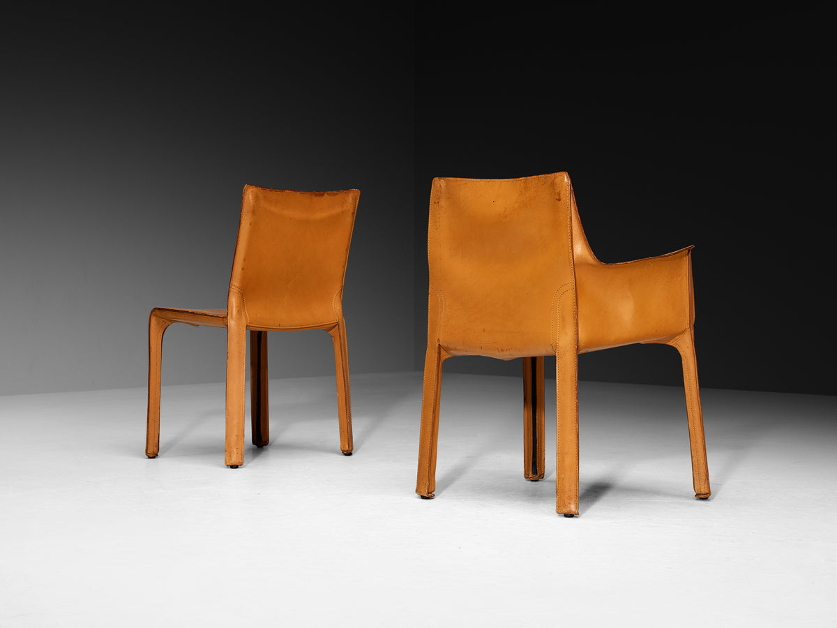 Mario Bellini for Cassina Set of Ten ‘CAB 412’ and ‘CAB 413’ Chairs in Cognac Leather Seating Morentz