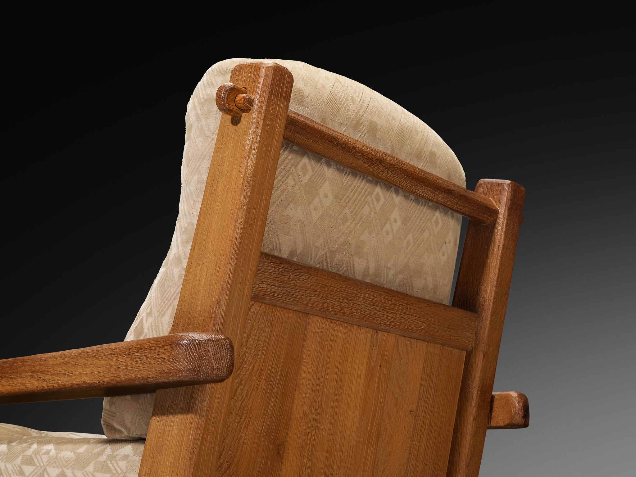 Pair of Brutalist Lounge Chairs in Solid Oak Seating Morentz