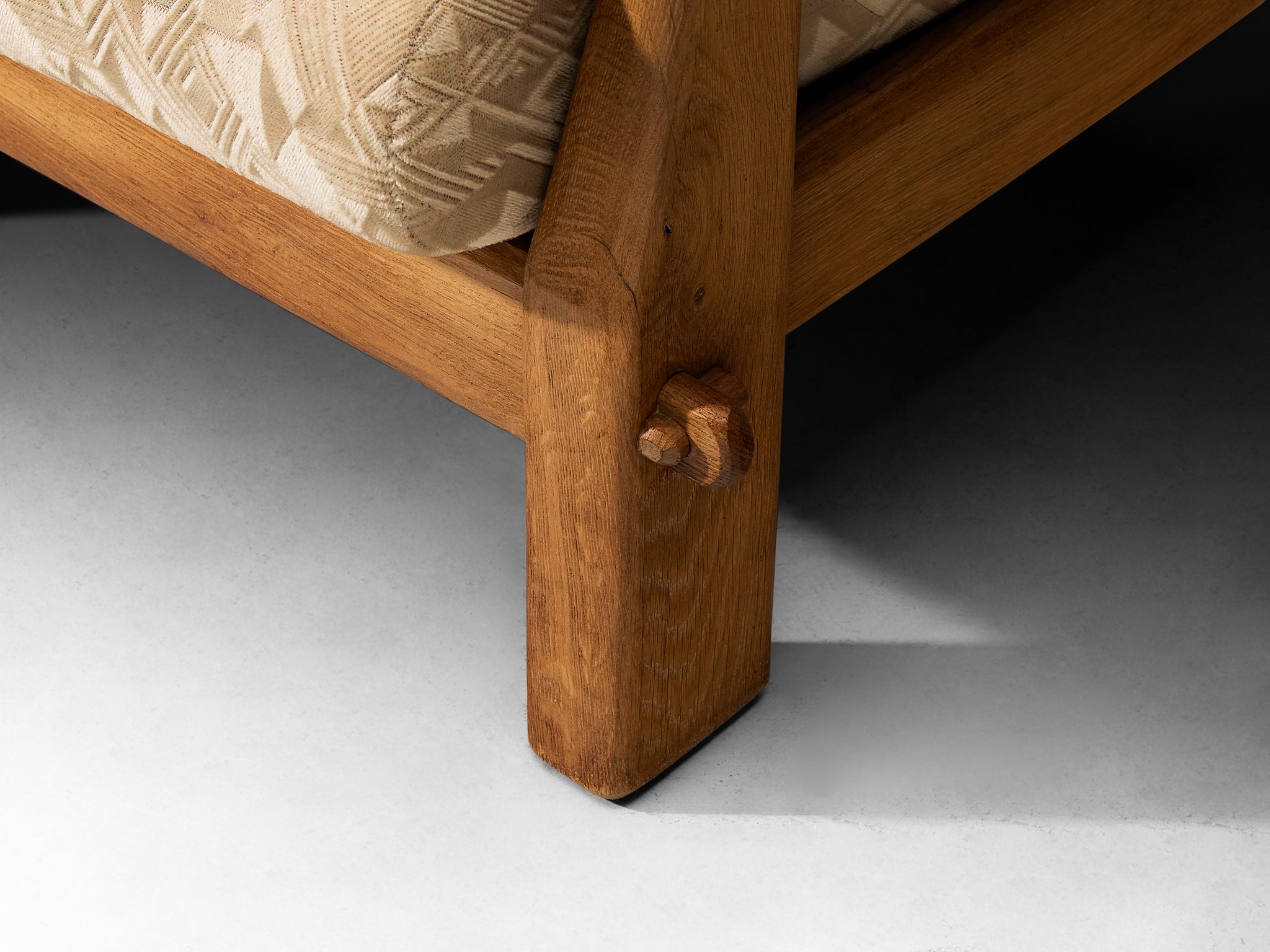 Pair of Brutalist Lounge Chairs in Solid Oak Seating Morentz