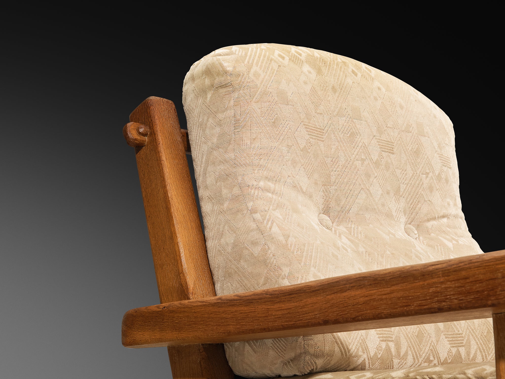 Pair of Brutalist Lounge Chairs in Solid Oak Seating Morentz