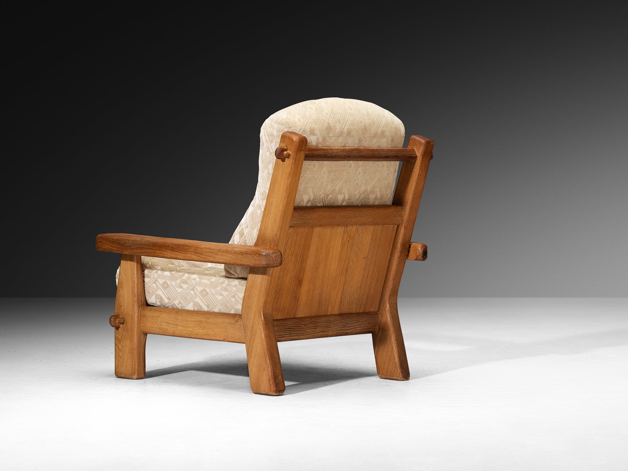 Pair of Brutalist Lounge Chairs in Solid Oak Seating Morentz