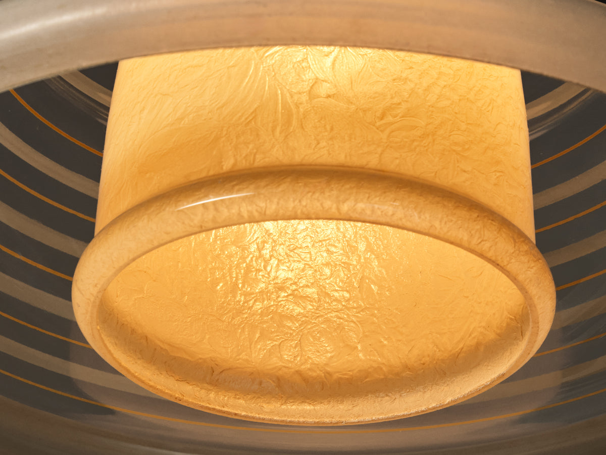 Swedish Art Deco Ceiling Light in Frosted Glass and Steel