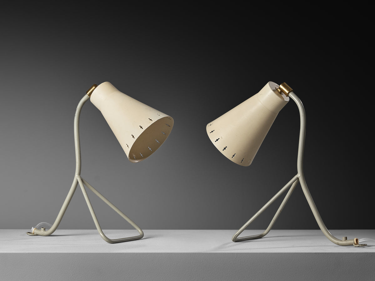 Pair of Swedish Multipurpose Lamps in Steel and Brass Lighting Morentz