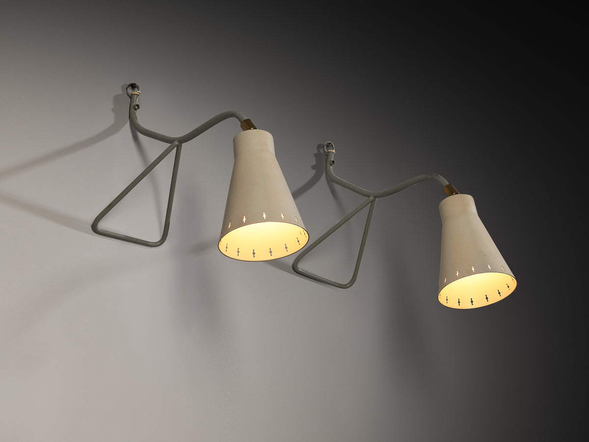 Pair of Swedish Multipurpose Lamps in Steel and Brass Lighting Morentz