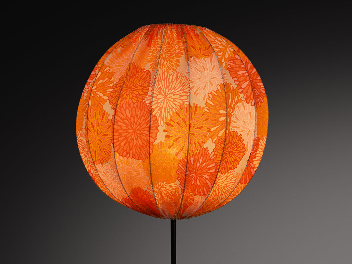 Swedish Balloon Lamp in Steel with Floral Motif Orange Shade Lighting Morentz