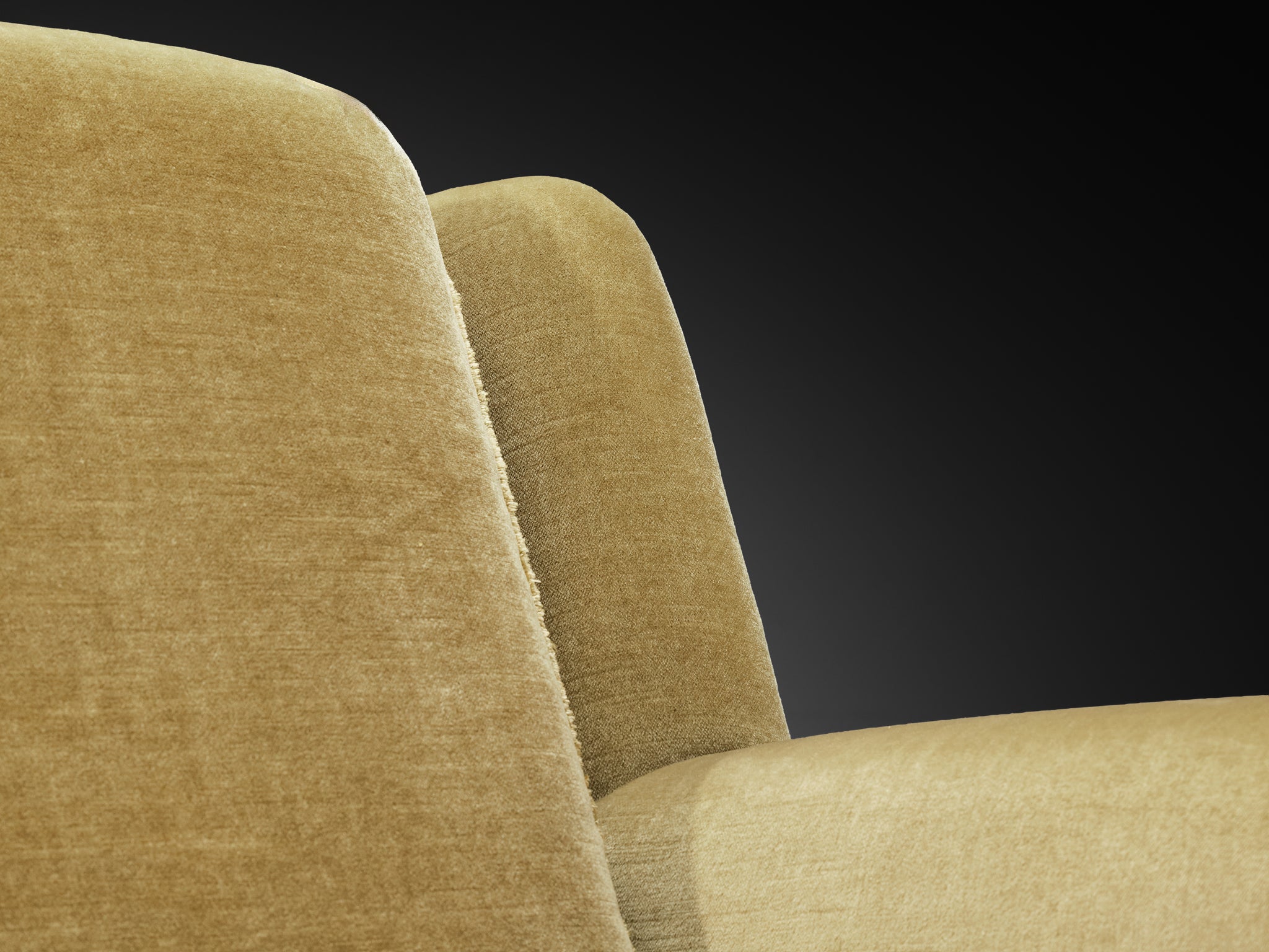Mid-Century Modern Lounge Chairs in Muted Golden Velvet Seating Morentz
