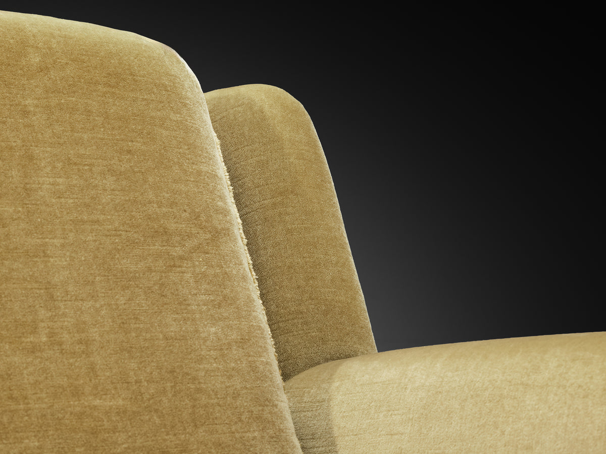 Mid-Century Modern Lounge Chairs in Muted Golden Velvet Seating Morentz