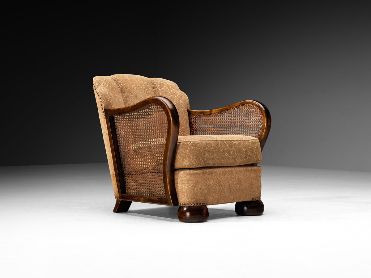 Mid-Century Lounge Chair in Cane and Walnut Seating Morentz