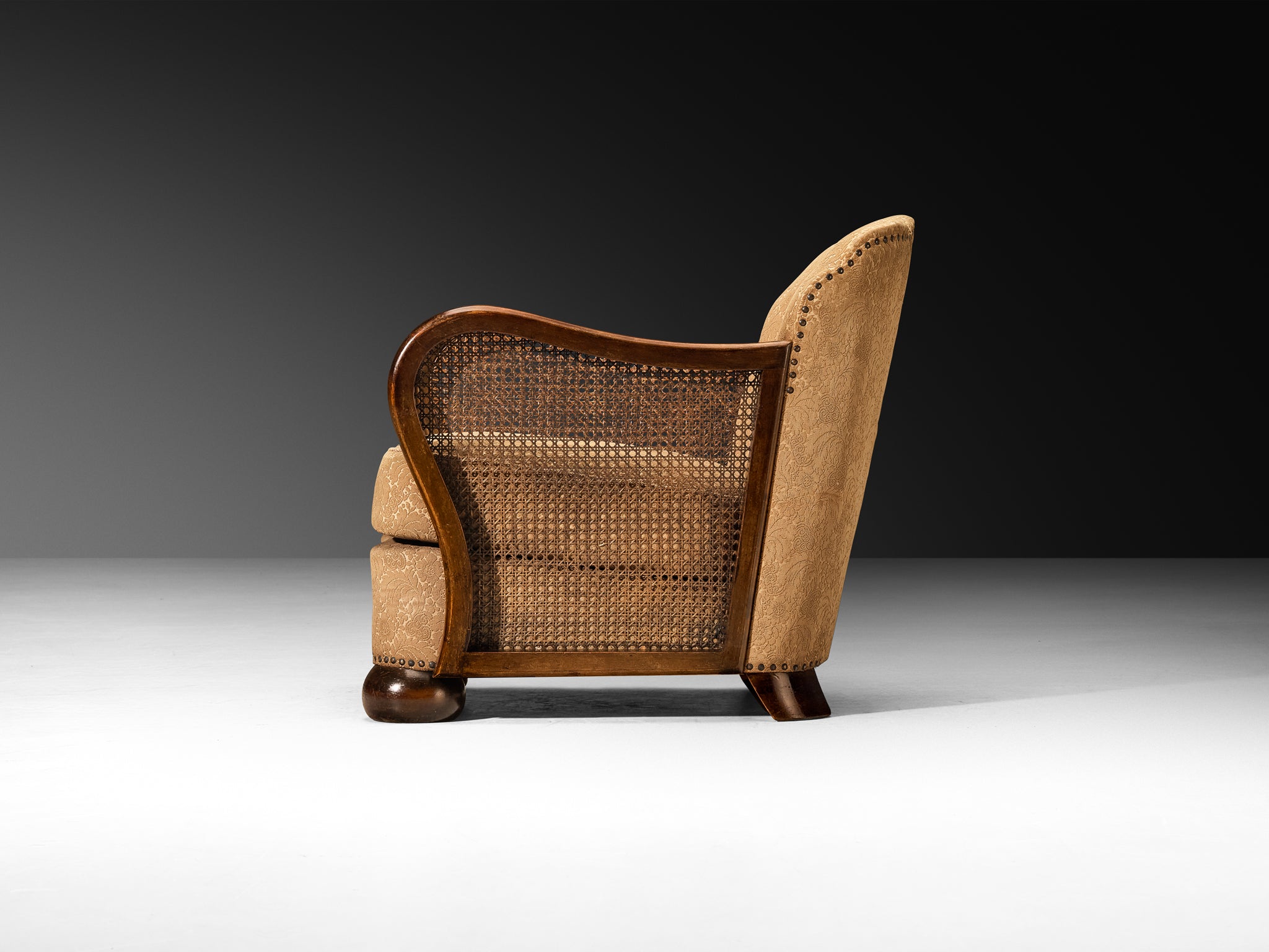 Mid-Century Lounge Chair in Cane and Walnut Seating Morentz