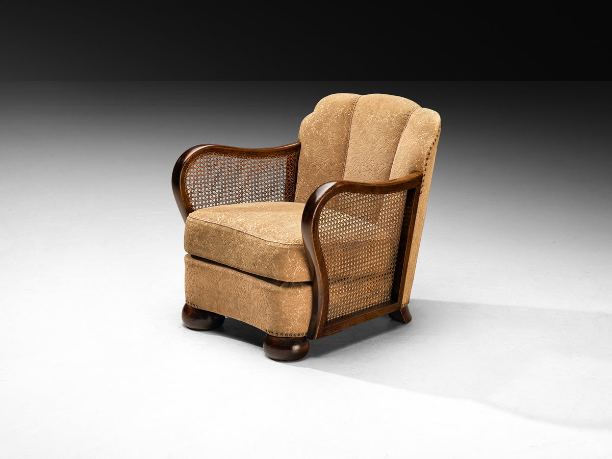 Mid-Century Lounge Chair in Cane and Walnut Seating Morentz