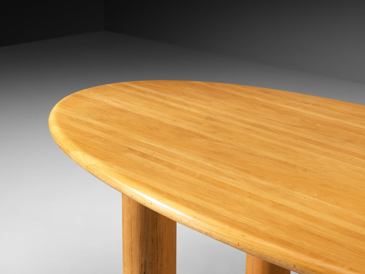 Post-Modern French Oval Dining Table with Cylindrical Legs Tables Morentz