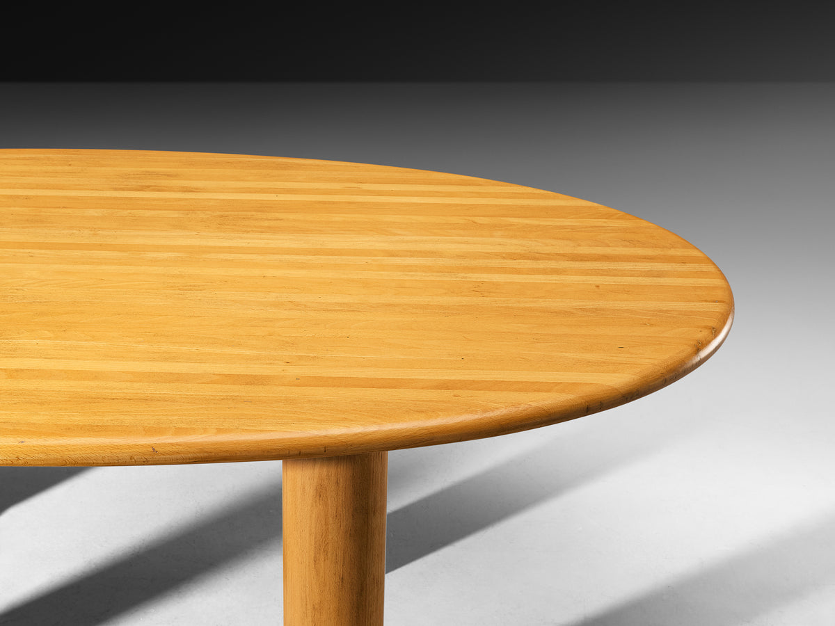 Post-Modern French Oval Dining Table with Cylindrical Legs Tables Morentz