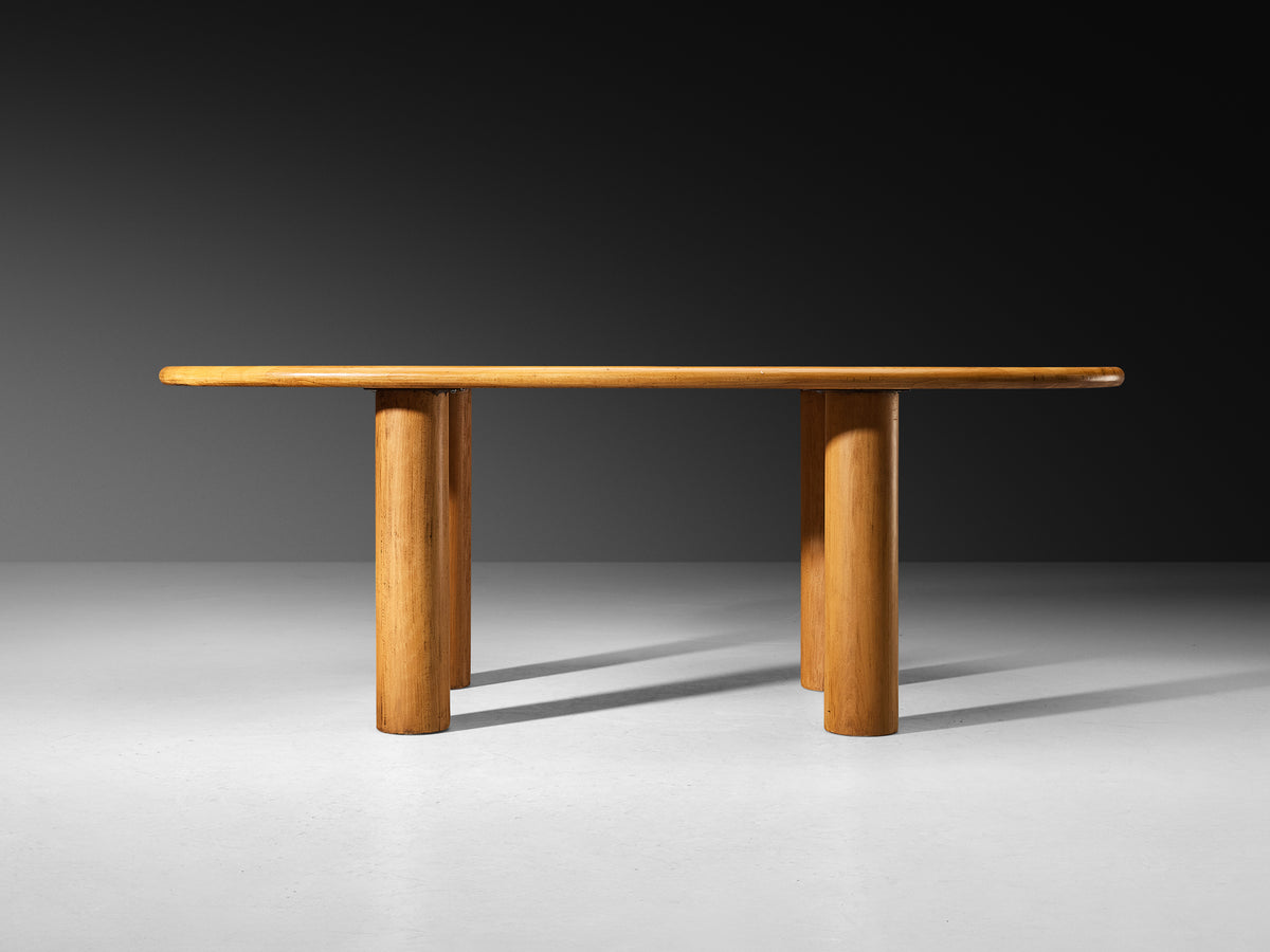 Post-Modern French Oval Dining Table with Cylindrical Legs Tables Morentz