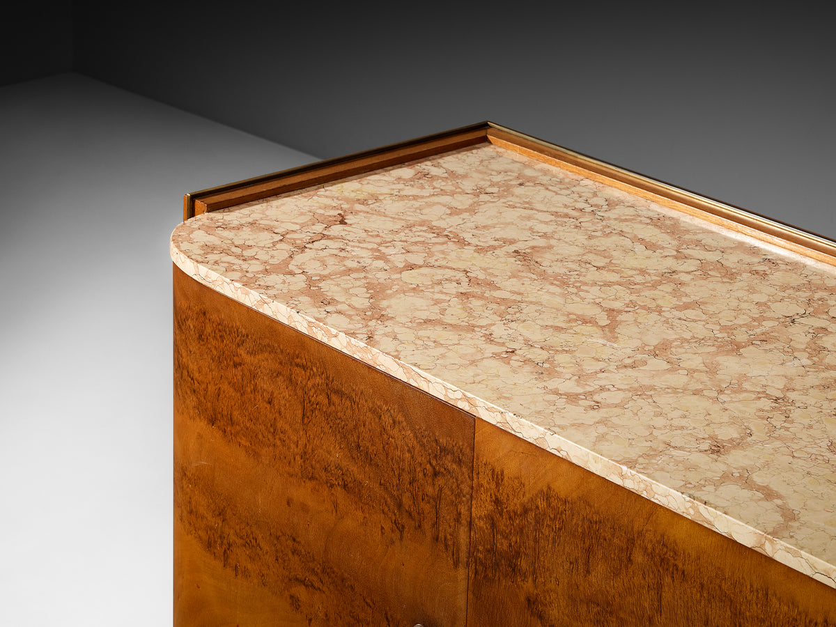 Art Deco Sideboard in Maple and Wood with Marble Top Case pieces and storage cabinets Morentz
