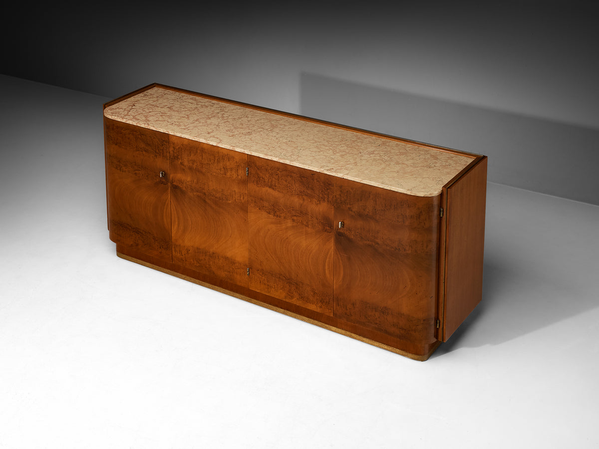 Art Deco Sideboard in Maple and Wood with Marble Top Case pieces and storage cabinets Morentz