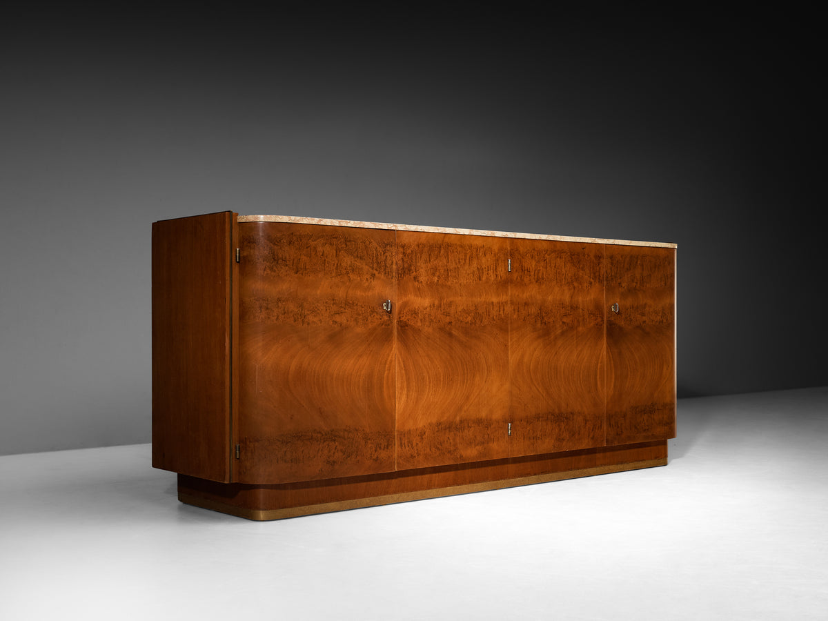Art Deco Sideboard in Maple and Wood with Marble Top Case pieces and storage cabinets Morentz