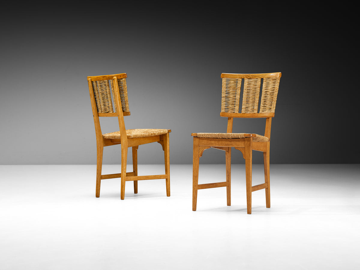 Mart Stam for Pastoe Set of Six Dining Chairs in Oak and Rush Seating Morentz