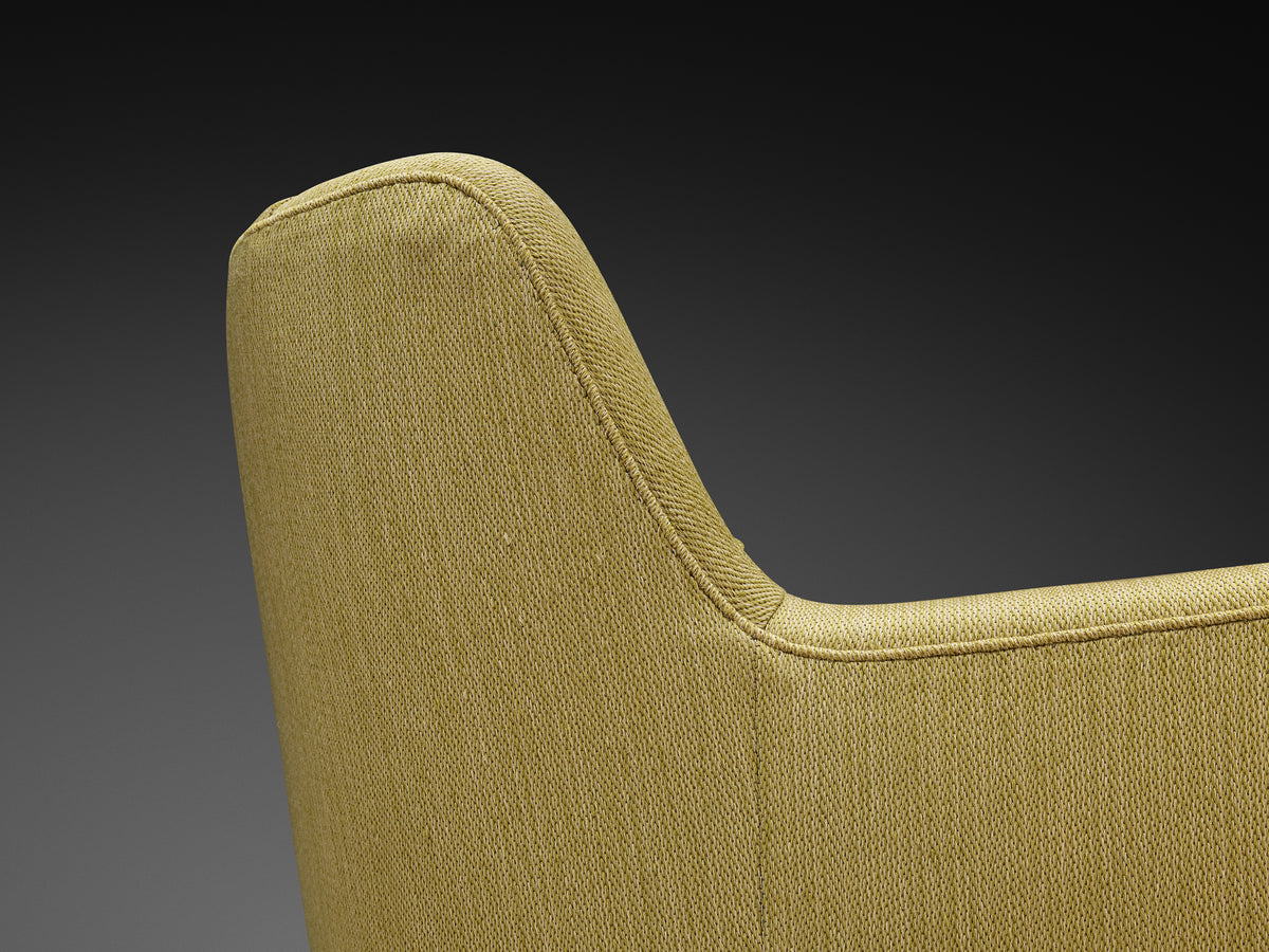 Mid-Century Modern Pair of Lounge Chairs in Muted Moss Green Velvet Seating Morentz