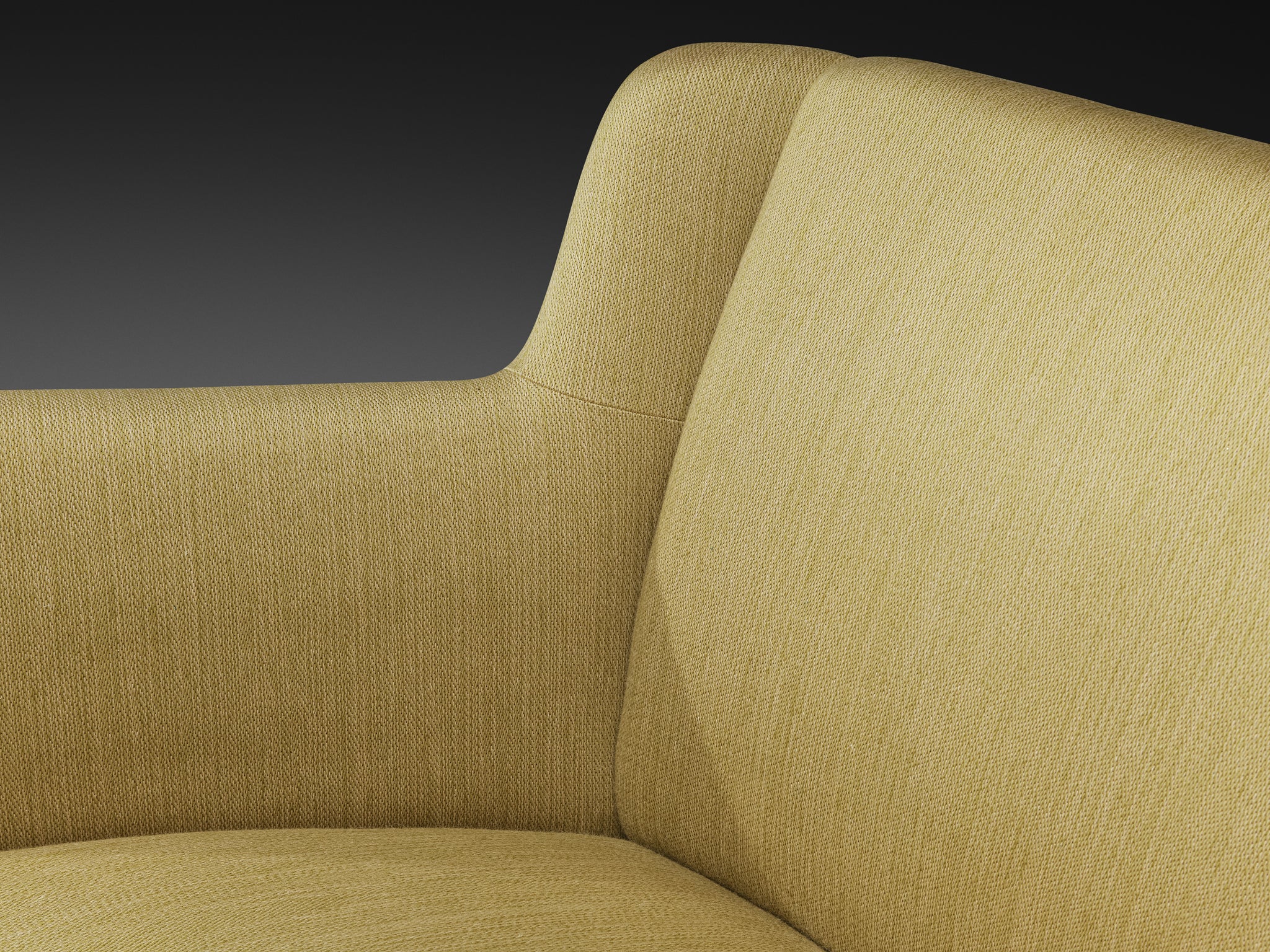 Mid-Century Modern Sofa in Muted Moss Green Fabric Seating Morentz