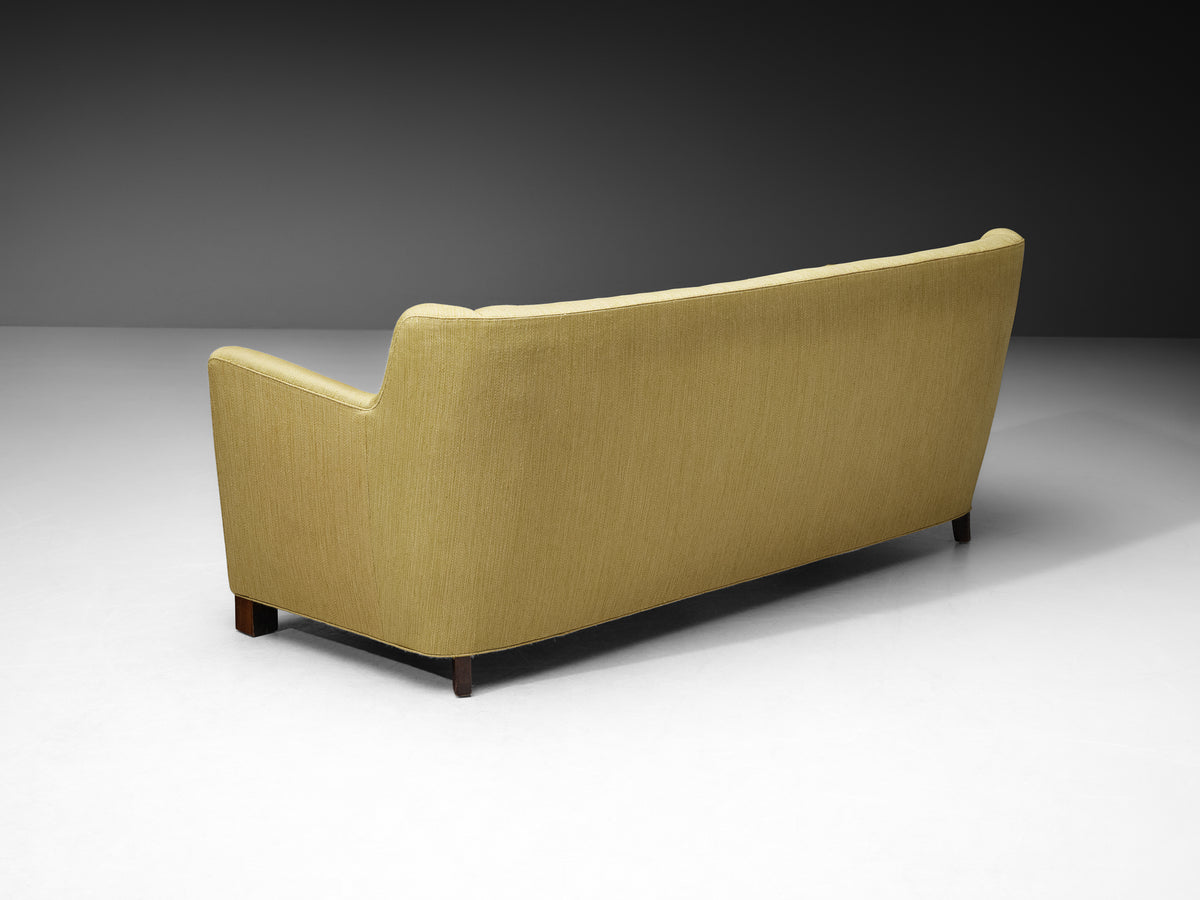 Mid-Century Modern Sofa in Muted Moss Green Fabric Seating Morentz