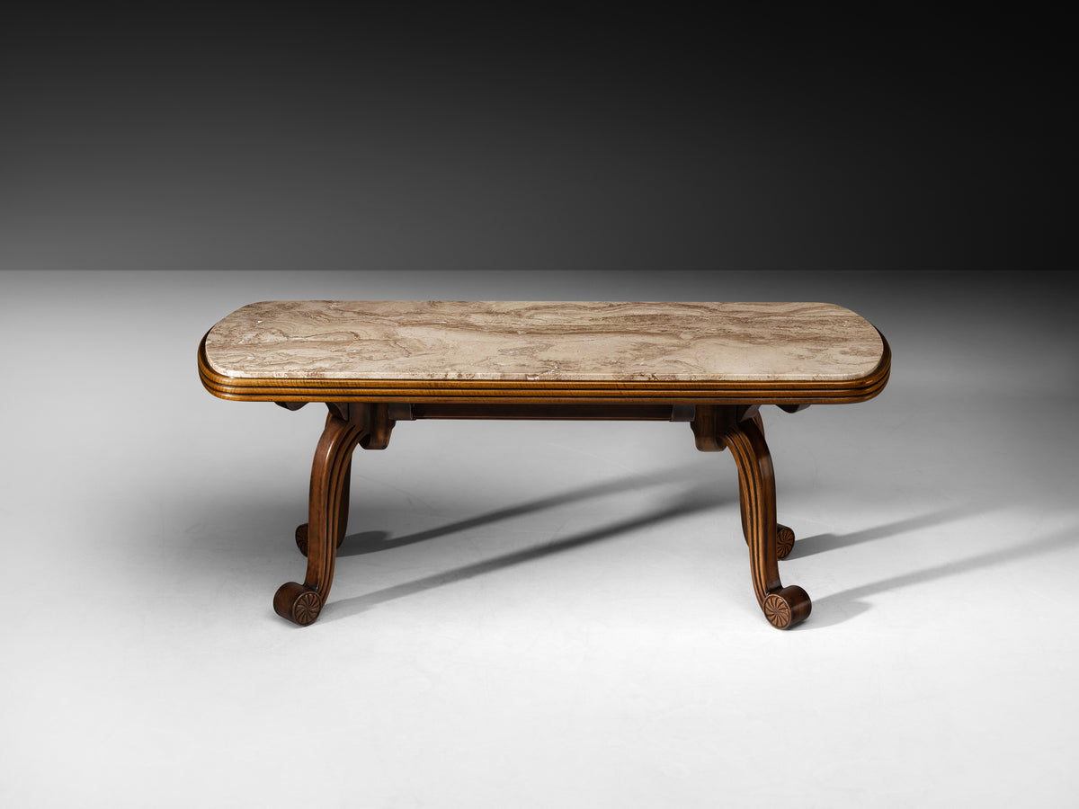 French Art Deco Console or Side Table with Stone Top Tables Morentz