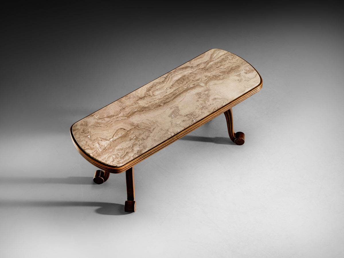 French Art Deco Console or Side Table with Stone Top Tables Morentz